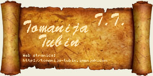 Tomanija Tubin vizit kartica